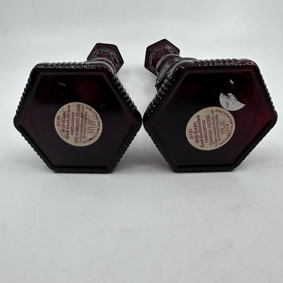 VTG Avon 1876 Cape Cod Collection Candlestick Birds Of Paradise Cologne Ruby Red - Picture 5 of 6